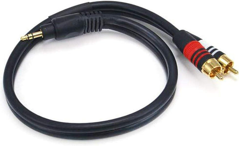 Monoprice Audio Cable - 1.5 Feet, Black | Premium Stereo Male to 2RCA Male 22AWG
