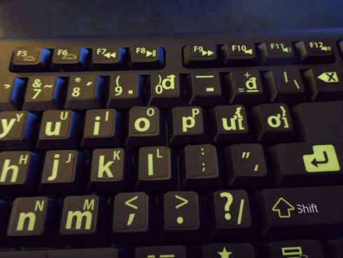 Vietnamese Keyboard Stickers with Fluorescent Inlays for All Laptop and Desktop Keyboards, Includes Pocket Magnifier
