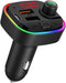 Bluetooth FM Transmitter for Car, QC3.0 & USB-C PD 18W Quick Charger, 7 Colors LED Backlit