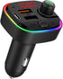Bluetooth FM Transmitter for Car, QC3.0 & USB-C PD 18W Quick Charger, 7 Colors LED Backlit