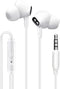Wired Earbuds with Microphone – Noise Isolating Stereo Bass In-Ear Headphones for Smartphones, Tablets, iPads - White