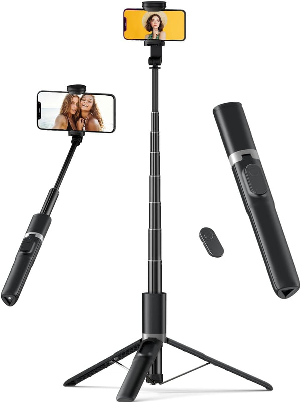 Jishane 61'' Tall Tripod for iPhone - Selfie Stick Tripod All in One