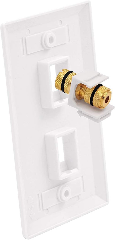 VCE Banana Jack Binding Post Keystone Jack Insert with Black & Red Rings, Screw Type Audio Speaker Keystone (3 Pairs)