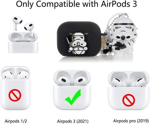 Fit Designed for Airpods 3, Suublg Silicone Protective Cover with Cartoon Characters Doll Keychain