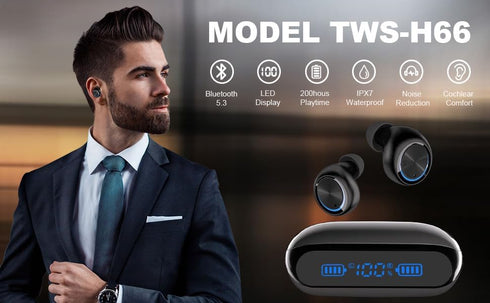 YIPUT Wireless Earbuds Bluetooth 5.3 Headphones with 200 Hours Playtime, 2000mAh Charge Case, IP7 Waterproof, Noise