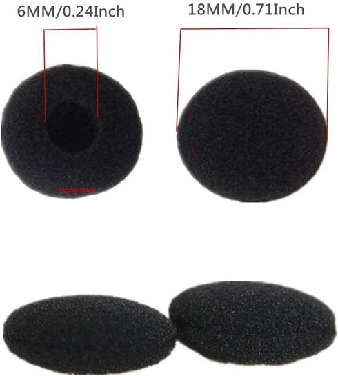 Lsgoodcare 50Pcs Soft Foam Earbud Headphone Ear Pads Replacement Tips for Earphone Headset, Black Color