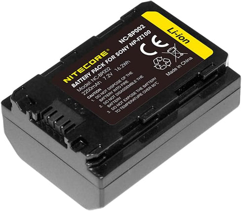 Nitecore UFZ100 USB-C Rechargeable Camera Battery, Compatible with Sony NP-FZ100 Alpha A Series, Sticker