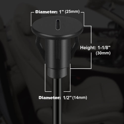 BATIGE Small USB 3.0 Male to Type C 3.0 Female Car Flush Mount Cable, 3ft Panel Mount Extension for Car Truck