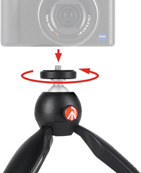 Manfrotto PIXI Mini Aluminum Tripod for Cameras and Smartphones - Black