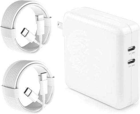 Mac Book Pro Charger - 116W USB C Charger, 2 Port Power Adapter for MacBook Pro 16/15/14/13, Includes 2 Cables