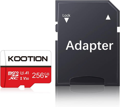 KOOTION 256GB Micro SD Card UHS-I U3 V30 4K for Camera, Action Camera, Drone, Smartphone with Adapter