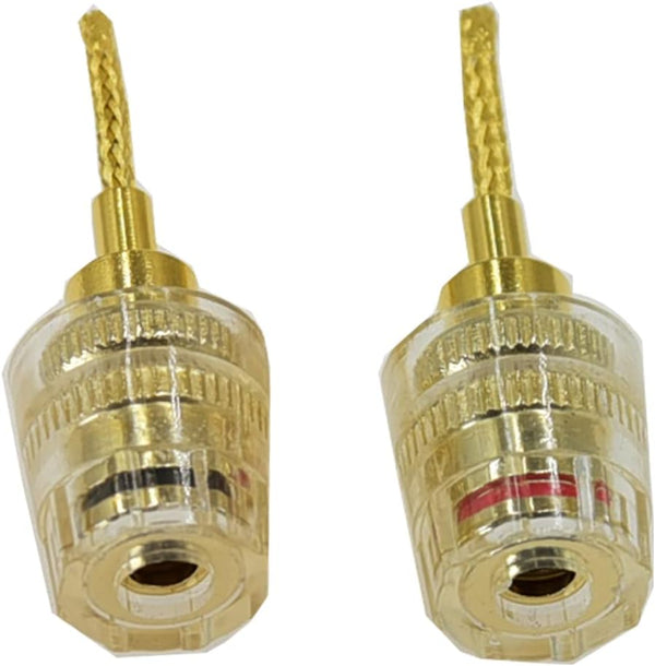 2-Pack Gold Plated 24K 4mm Female to 2mm Pin Banana Adapter for Speaker Terminals
