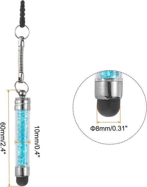 MECCANIXITY 5pcs Stylus Pen for Touch Screens Mini Crystal Diamond Capacitive Pens for Universal All Touchscreen Devices, Light Blue