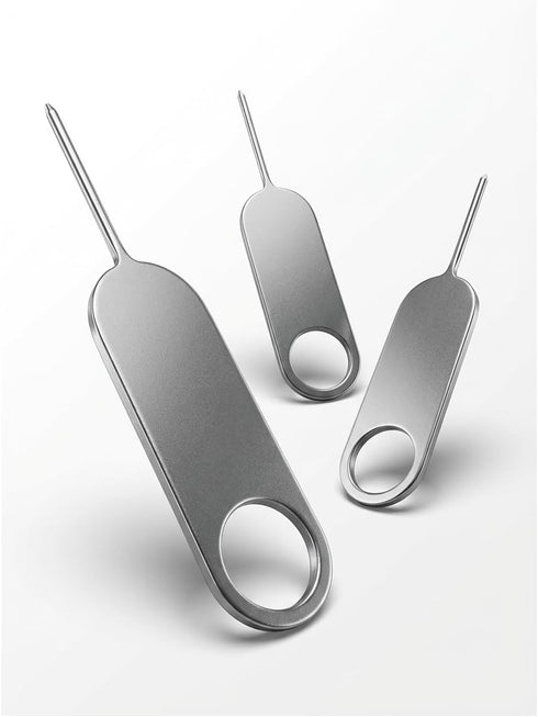 3-Pack, Sim Card Tray Ejector Pin with Keychain Hole - Universal Sim Card Tray Removal Tool - Stainless Steel