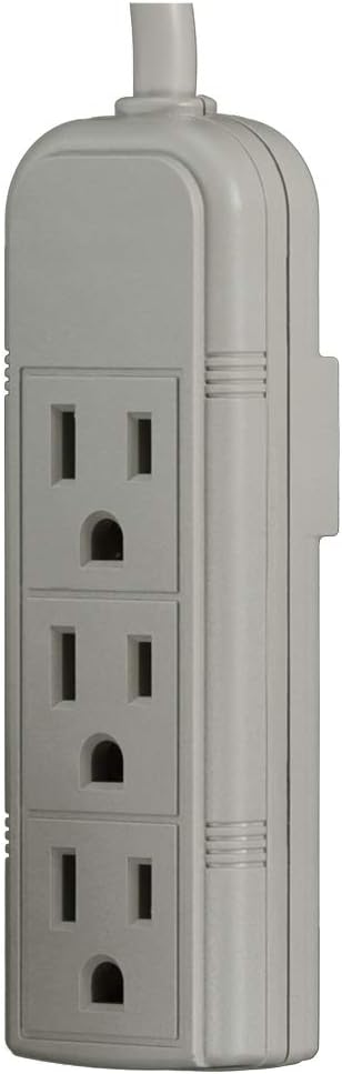PS28U Compact Grounded 3-Outlet Power Strip, UL Listed, 1-Foot, 2-Pack