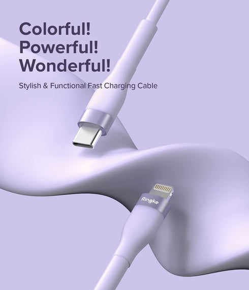 Ringke USB C to Lightning Charger Cable (2M / 6.56 FT) for Fast Charging, High Speed Data Transfer Pastel Cord