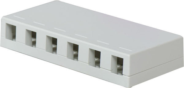 Legrand - OnQ Six Port Surface Mount Box Supports 6 Keystone Inserts, QuickConnect RJ25 6p6c Telephone Keystone Insert, White, WP3506WH