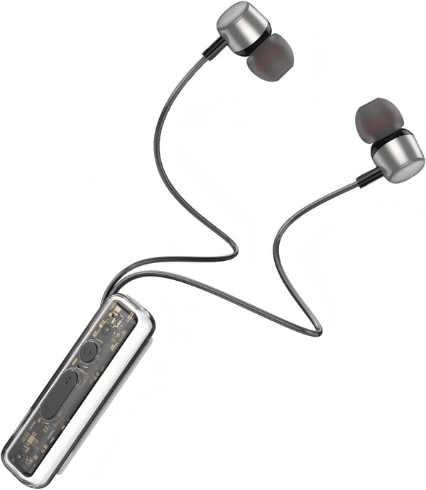 ZXQ Lapel-Clip Neckband Bluetooth Earbuds with Microphone,Magnetic Clip in-Ear Wireless Headphone Earphone for