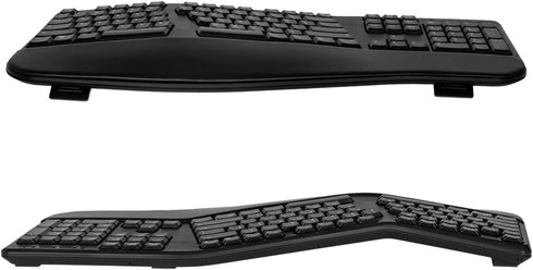 Monoprice Ergonomic Wireless Split Keyboard, 105-Key 2.4GHz with 13 Multimedia Hotkeys, Built-in Wrist Cushion Support