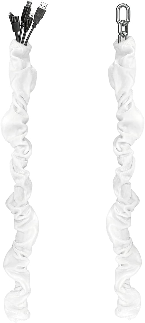 Antique House Chandelier Chain Cover 2 Pack Touch Fasteners White 70.8inches,Brushed Polyester Fabric Chain