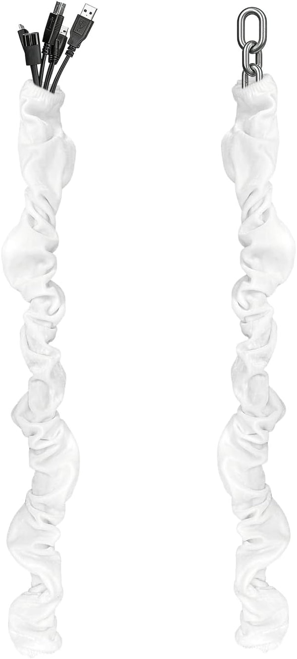 Antique House Chandelier Chain Cover 2 Pack Touch Fasteners White 70.8inches,Brushed Polyester Fabric Chain