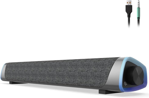 SOULION R30 Computer Speakers, USB Powered 3.5mm AUX Small PC Speakers, Colorful LED Lights with Switch Button,