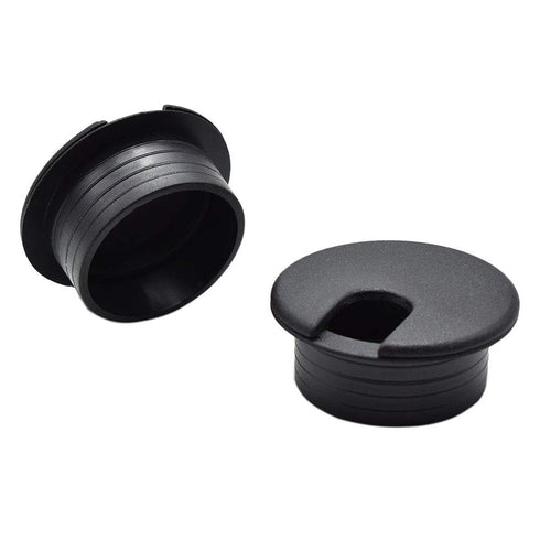 1-1/2 Inch Black Wire Grommets and Cable Ties Kit, ABS Plastic Desk Hole Cover Cord Organizer (2pcs Grommets + 6pcs