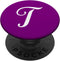 T Initial Monogram PopSockets Standard PopGrip | White on Purple Capital Letter