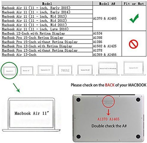 RUBAN Case for MacBook Air 11 Inch Release A1370/A1465, Plastic Hard Case Cover, Gold