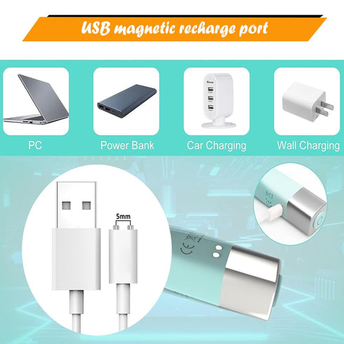 Vebaisa 5mm 2.7ft Cleanser-2 (5mm-White) Magnetic USB DC Charger Cable, Replacement Charging Cord for Rechargeable