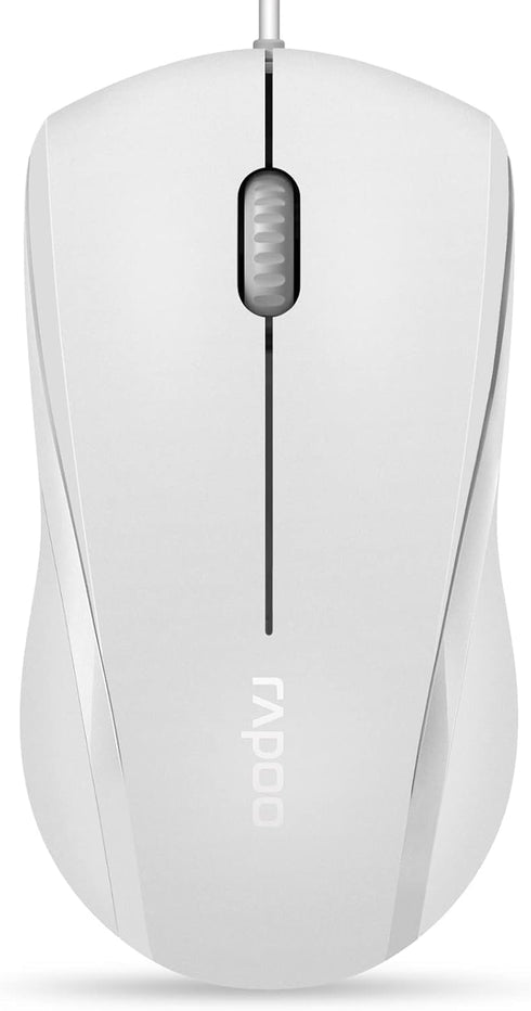 Rapoo N1600 3-Button Quiet Wired Mouse, 1000DPI Optical Mouse, Quiet Button, Ergonomic Shape,