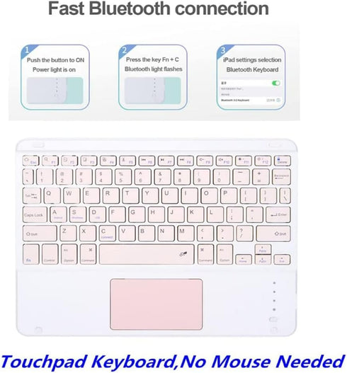 Touchpad Keyboard Case for iPad 10th Generation, 7 Colors Backlit Slim Folio Cover with Detachable Bluetooth Keyboard