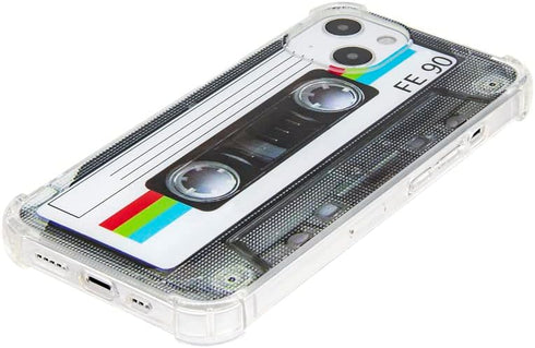 Case for iPhone 13, Matte Finish Heavy Duty Soft Back Cover with Reinforced Corners, Retro Cassette Tape Design