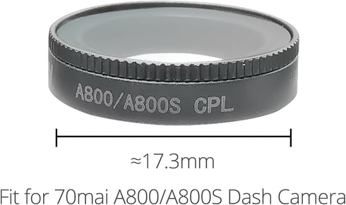 CPL Filter Dash Cam Lens for 70mai Model A800 A800S, 17.3mm Diameter Polarizing Filter, Gray