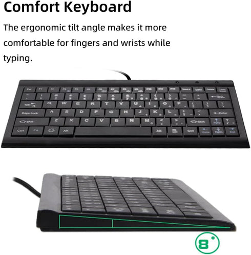 CUQI Mini Keyboard, Small Wired 82 Scissor Keys, USB Compact Keyboard for Windows, Android, Raspberry Pi