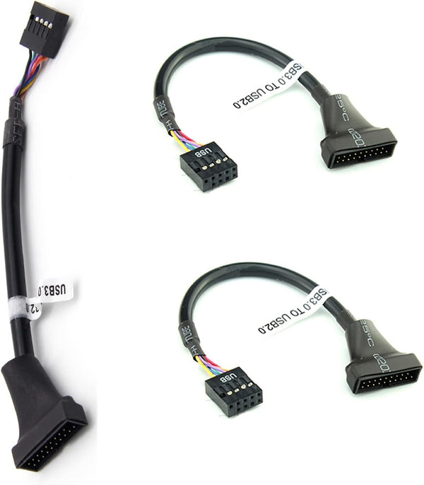3 Pack USB 3.0 Header to USB 2.0 Motherboard Adapter, 19 Pin to 9 Pin Connector Cable for PC Computer Chassis