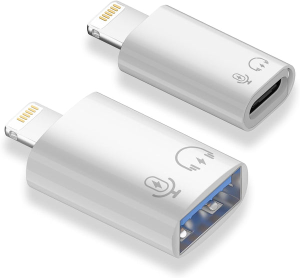 AreMe 2 Pack USB C/USB 3.0 Female to Lightning Male OTG Adapter for iPhone/iPad, supports USB devices like card