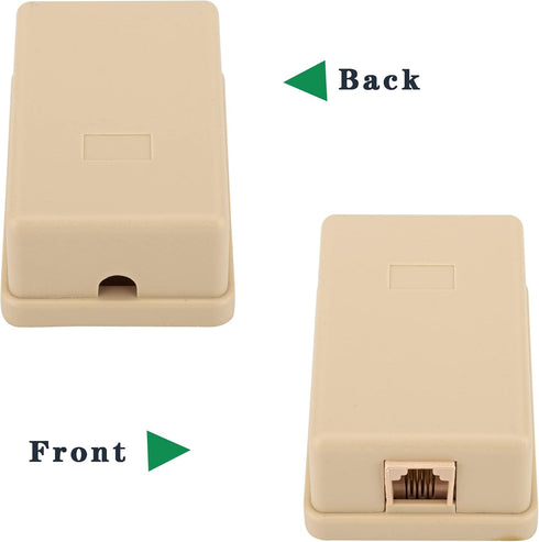 Phone Jack Surface Mount Single Port Telephone Jack Box, 4 Screw Terminals to 1 RJ11 6P4C Female, 2pack Ivory