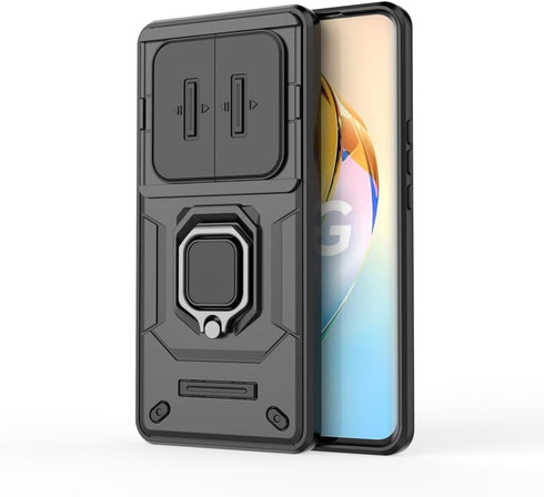 Compatible with Honor X50 5G Bracket Shell and Honor X9b 5G Case, with Slide Camera Lens Cover, Black