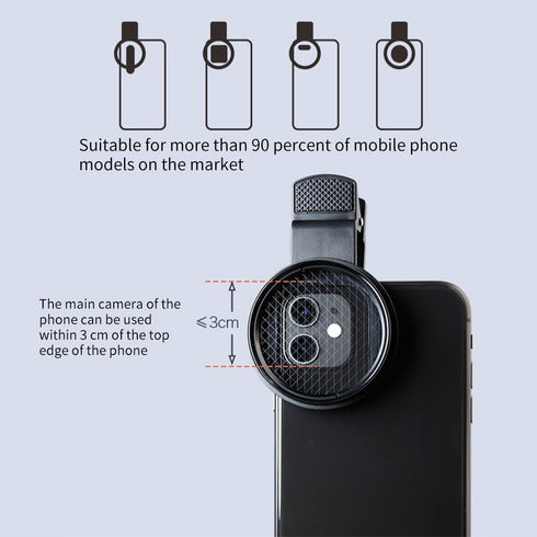 52mm Clip-on Phone Camera Lens Filter, 3 in 1 Lens Filter Kit, CPL Lens + Macro Lens + Star Lens for Smartphones