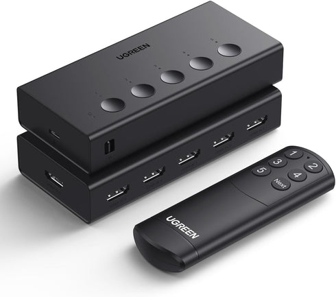 UGREEN HDMI Switch 5 in 1 Out, 4K@60Hz HDMI Splitter with Remote, 5 Port HDMI Switcher Selector for PS5/4/3 Xbox