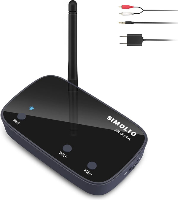 SIMOLIO Long Range Bluetooth Audio Adapter, HiFi Wireless Adapter for Home Stereo/Wired Speakers/Amplifier, Bluetooth