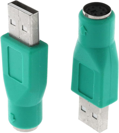 USB to PS2 Adapter 2PCS - Green PS/2 Female to USB Male Converter for Mouse and Keyboard.