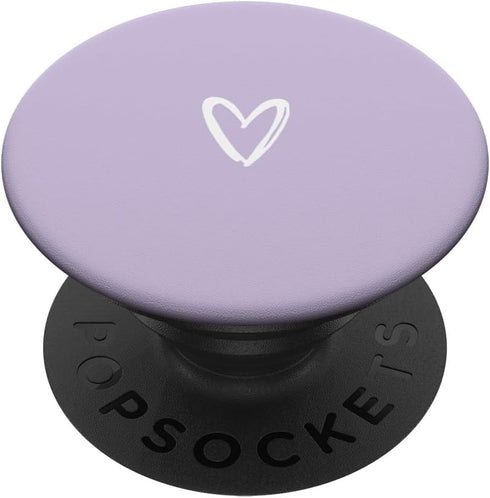 PopSockets Standard PopGrip, White Light Pastel Purple Minimalist Heart