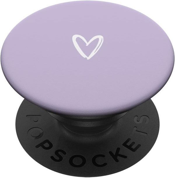PopSockets Standard PopGrip, White Light Pastel Purple Minimalist Heart