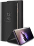 Samsung Galaxy Note 8 Mirror Case - Plating PC Smart Clear View Window Flip Stand Cover, Black