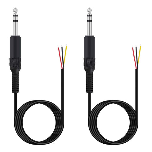 Fancasee 2 Pack 6 ft Replacement 6.35mm Male Plug to Bare Wire Open End TRS Audio Cable for Microphone Speaker Repair