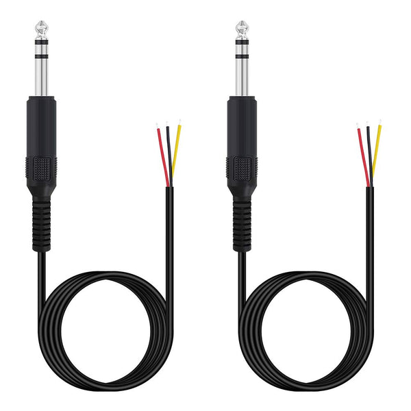 Fancasee 2 Pack 6 ft Replacement 6.35mm Male Plug to Bare Wire Open End TRS Audio Cable for Microphone Speaker Repair