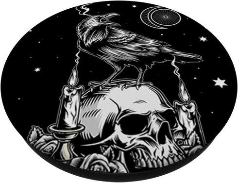 Black Crow Raven Skull Viking Norse Occult Gothic PopSockets Standard PopGrip