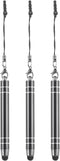 MECCANIXITY 3pcs Metal Touch Screen Pen, Metallic Stylus Pen Retractable Aluminum Alloy Mini Capacitive Pens Universal,